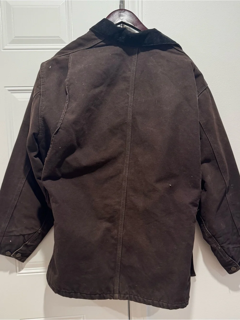 Vintage Carhartt Men’s Dark Brown Chore Jacket with Blanket Lining and Corduroy - Picture 3 of 5